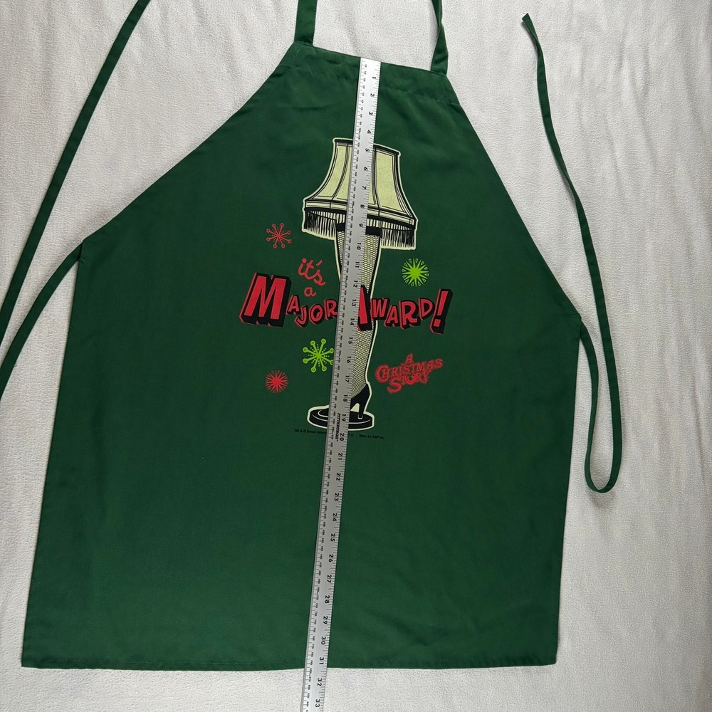 A Christmas Story Apron‎ Unisex OS Green Excellent Leg Lamp Major Award Holiday